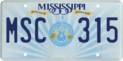 MS license plate MSC315