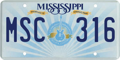 MS license plate MSC316