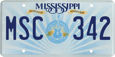 MS license plate MSC342