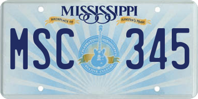 MS license plate MSC345
