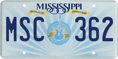 MS license plate MSC362