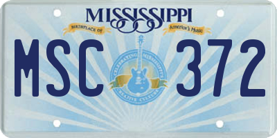 MS license plate MSC372