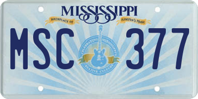 MS license plate MSC377
