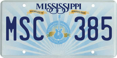 MS license plate MSC385