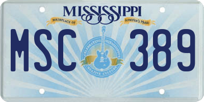 MS license plate MSC389