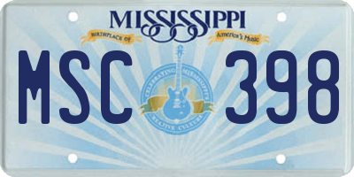 MS license plate MSC398