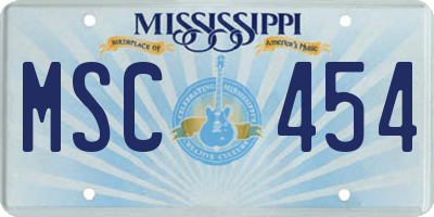 MS license plate MSC454