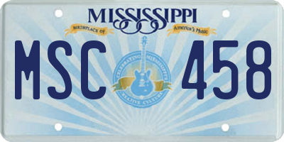 MS license plate MSC458