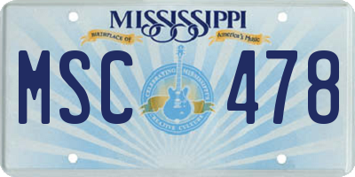 MS license plate MSC478