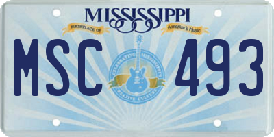 MS license plate MSC493
