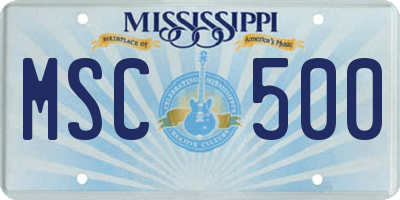 MS license plate MSC500