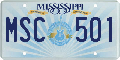 MS license plate MSC501