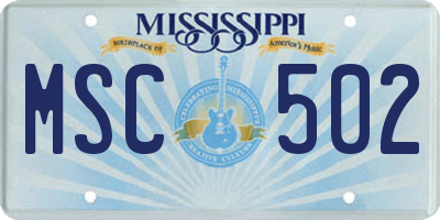 MS license plate MSC502