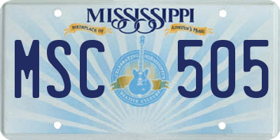 MS license plate MSC505
