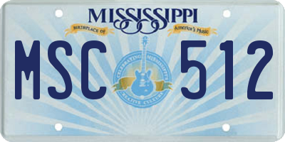 MS license plate MSC512