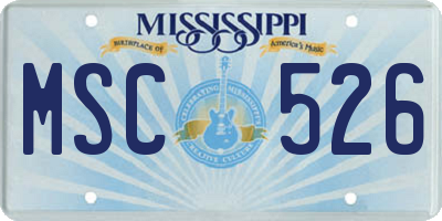 MS license plate MSC526