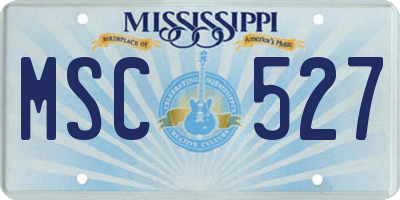 MS license plate MSC527