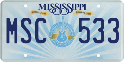 MS license plate MSC533