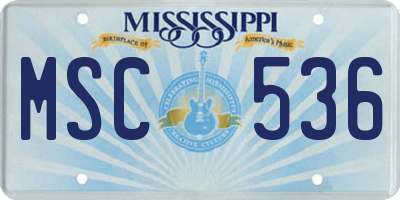 MS license plate MSC536