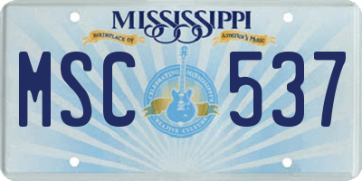 MS license plate MSC537