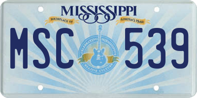 MS license plate MSC539