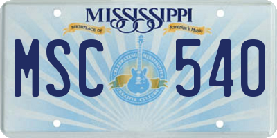 MS license plate MSC540
