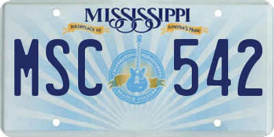 MS license plate MSC542