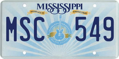 MS license plate MSC549