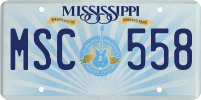 MS license plate MSC558