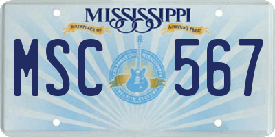 MS license plate MSC567