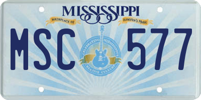 MS license plate MSC577