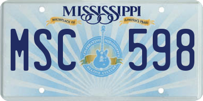 MS license plate MSC598