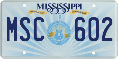MS license plate MSC602