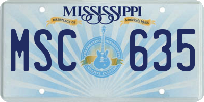 MS license plate MSC635