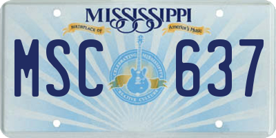 MS license plate MSC637