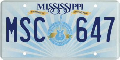 MS license plate MSC647