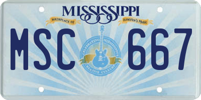 MS license plate MSC667