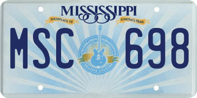 MS license plate MSC698