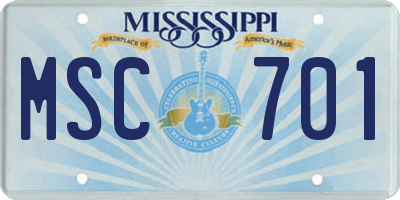 MS license plate MSC701