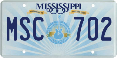 MS license plate MSC702