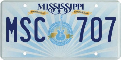 MS license plate MSC707