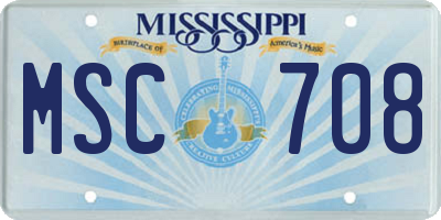 MS license plate MSC708