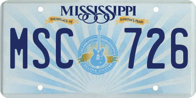 MS license plate MSC726