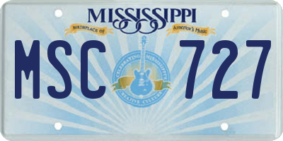 MS license plate MSC727