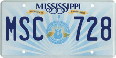 MS license plate MSC728