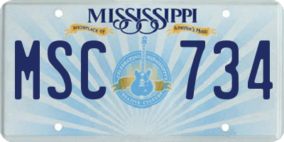 MS license plate MSC734