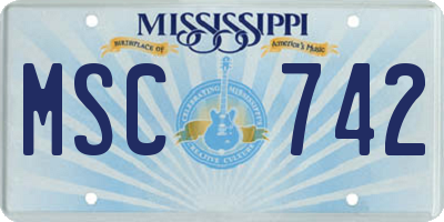 MS license plate MSC742