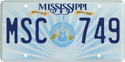 MS license plate MSC749