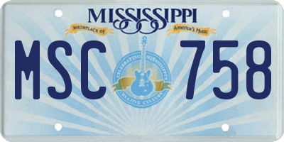 MS license plate MSC758