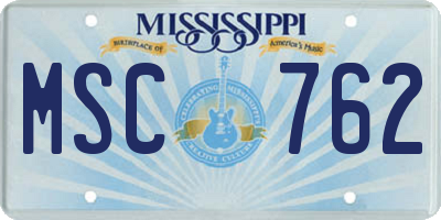 MS license plate MSC762